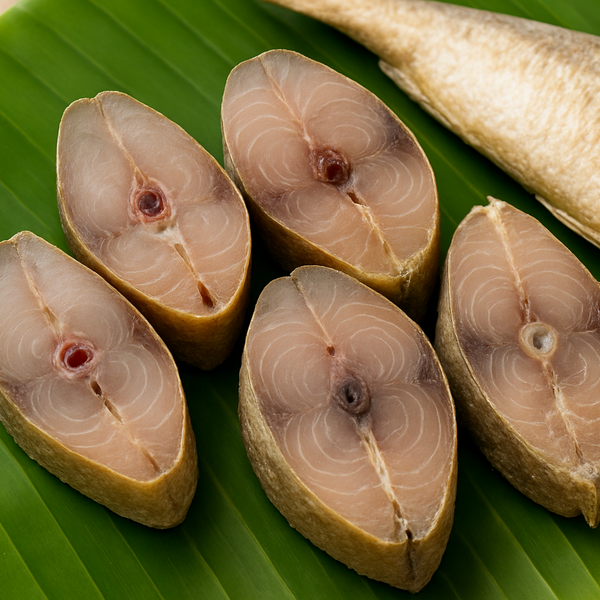 Dried fish (karuvaadu) beautifully presented on fresh banana leaf