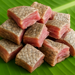 Generated dry fish product image on banana leaf