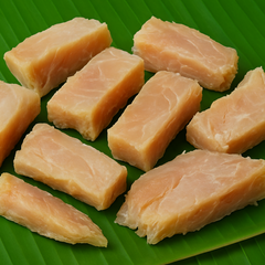 Generated skinless dry fish product image on banana leaf
