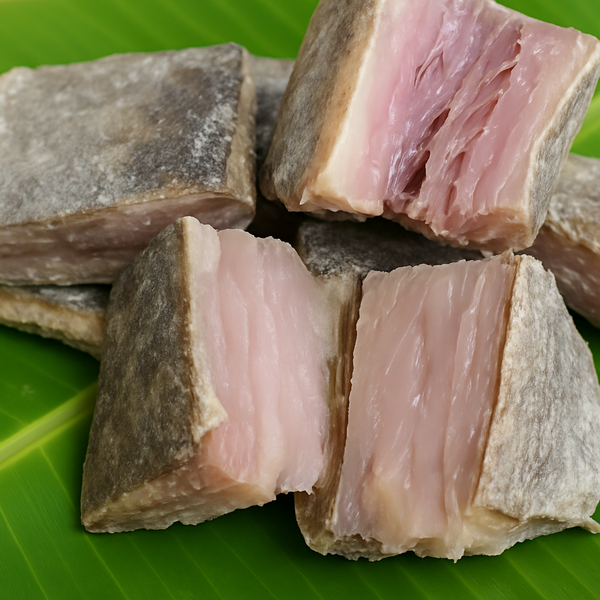 Generated dry fish product image on banana leaf