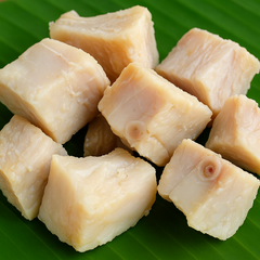 Generated dry fish product image on banana leaf