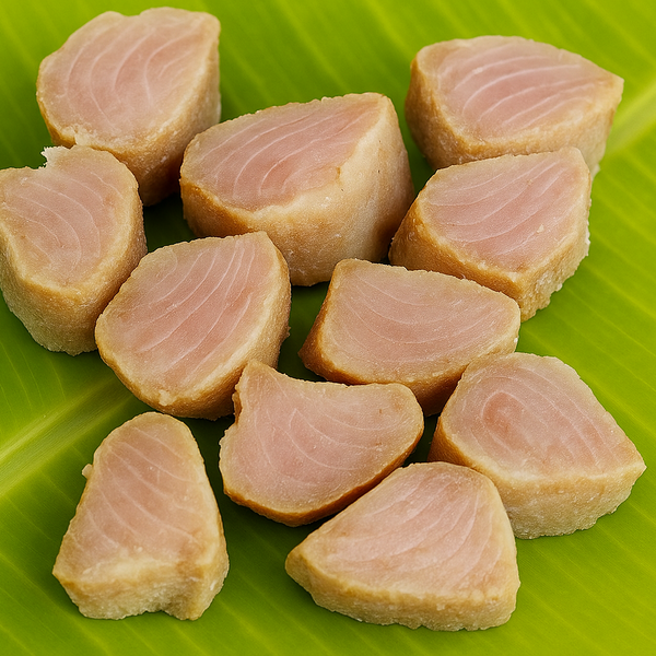 Generated dry milk shark product image on banana leaf