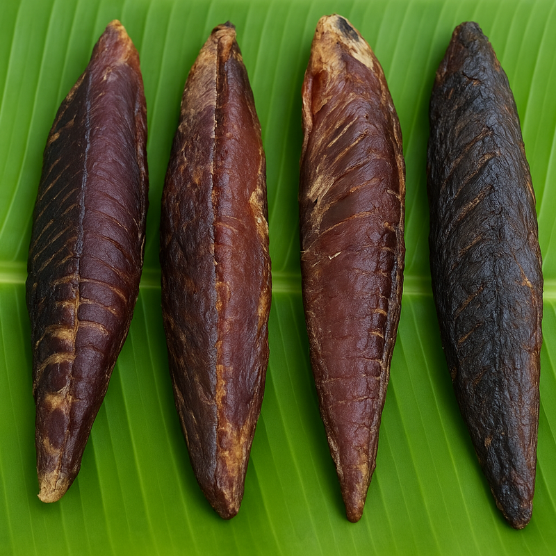 Generated Maldives massi dry fish product image on banana leaf