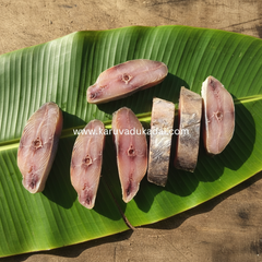 King Fish Dry Fish Flat Lay on Banana Leaf
