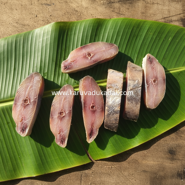 King Fish Dry Fish Flat Lay on Banana Leaf
